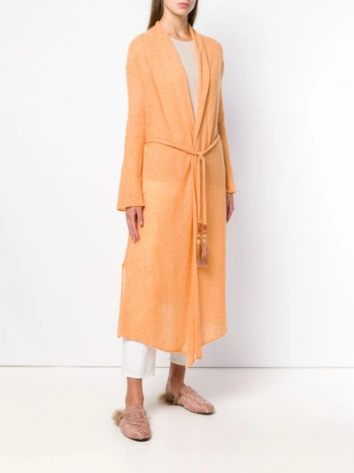 Shop Forte Forte Long Belted Cardigan In Yellow