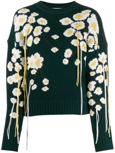 Shop Enföld Winter Sakura Knit Sweater In Green