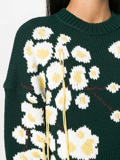 Shop Enföld Winter Sakura Knit Sweater In Green