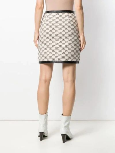 Shop Alberta Ferretti Logo Print Mini Skirt In Neutrals