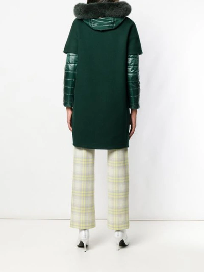 Shop Herno Padded Layered Coat In Green