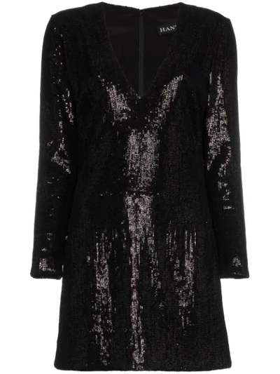 Shop Haney Hailey Sequin Embellished Mini Dress In Black