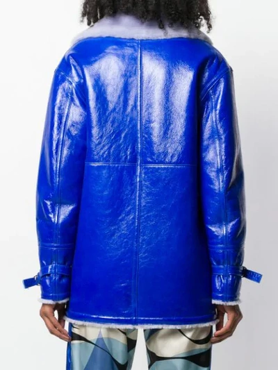 Shop Emilio Pucci Blue Shearling Jacket