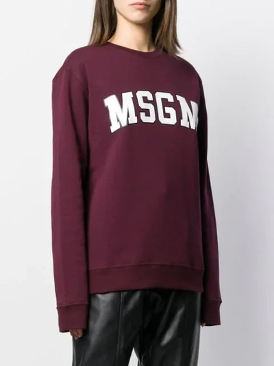 Shop Msgm Logo Print Sweatshirt In Red