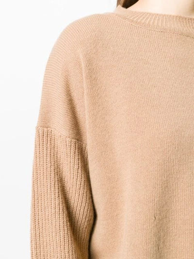 Shop Pinko Embellished Sleeve Jumper In Brown