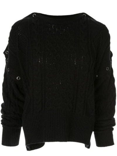 Shop Miharayasuhiro Cable Knit Slouchy Jumper In Black