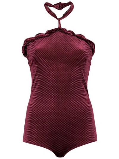 Shop Lilly Sarti Velvet Bodysuit - Red