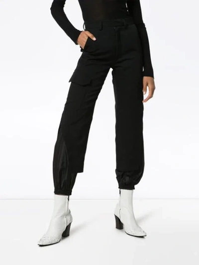 Shop Delada Split-layer Cargo Trousers In Black