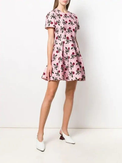 Shop Valentino Floral Print Skater Dress In Pink