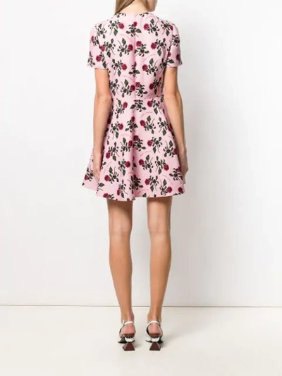 Shop Valentino Floral Print Skater Dress In Pink