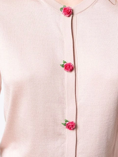 Shop Dolce & Gabbana Rose Button Cardigan In Pink
