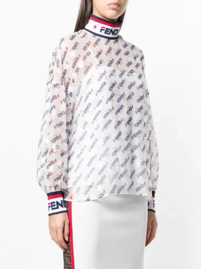 Shop Fendi X Fila High Neck Blouse In White