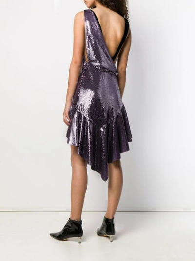 Shop Philosophy Di Lorenzo Serafini Sequin Plunge Mini Dress In Purple