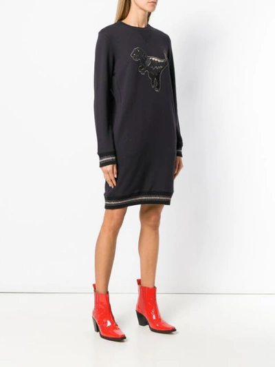Shop Coach Embroidered Dinosaur Sweatshirt Dress - Black