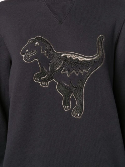 Shop Coach Embroidered Dinosaur Sweatshirt Dress - Black