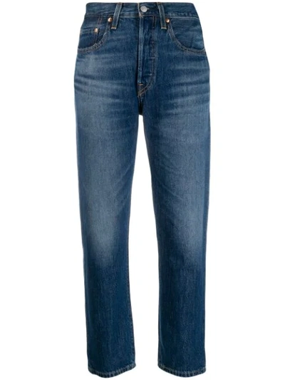 Shop Levi's 501 Cropped Jeans In 0080 Blue