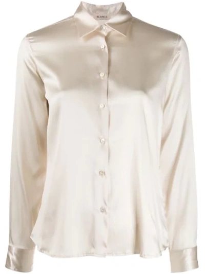 Shop Blanca Silk Fitted Shirt In Neutrals