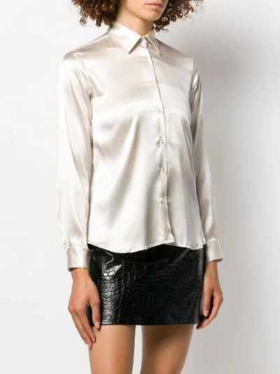 Shop Blanca Silk Fitted Shirt In Neutrals