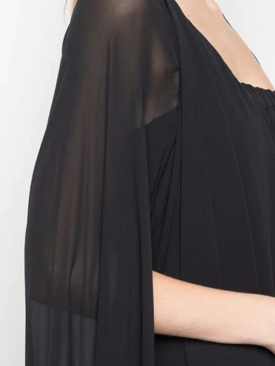 Shop Vera Wang Draped One Shoulder Gown In Black