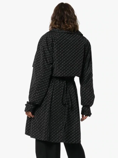 Shop Stella Mccartney Monogram Print Belted Trench Coat In Black