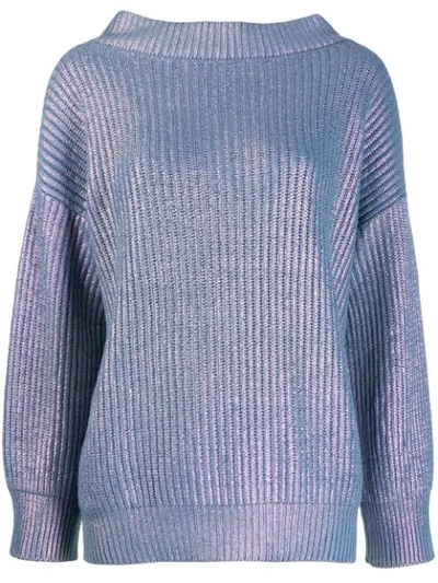 Shop Pinko Oversized Metallic Jumper In Blue