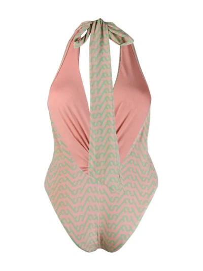 Shop Self-portrait Knot Detail Swimsuit In Pink