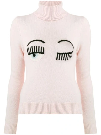 Shop Chiara Ferragni Knitted Winking Eye Jumper In Pink