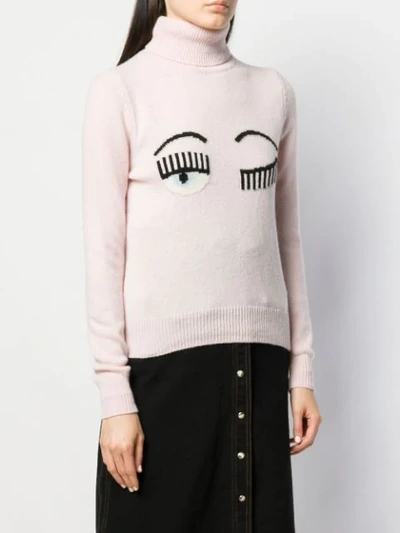 Shop Chiara Ferragni Knitted Winking Eye Jumper In Pink