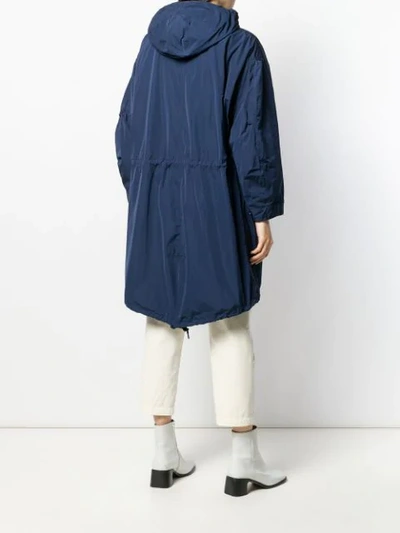 Shop Aspesi Oversized Hooded Coat In Blue