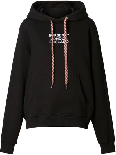 Shop Burberry Oversized Logo-embroidered Hoodie In Black