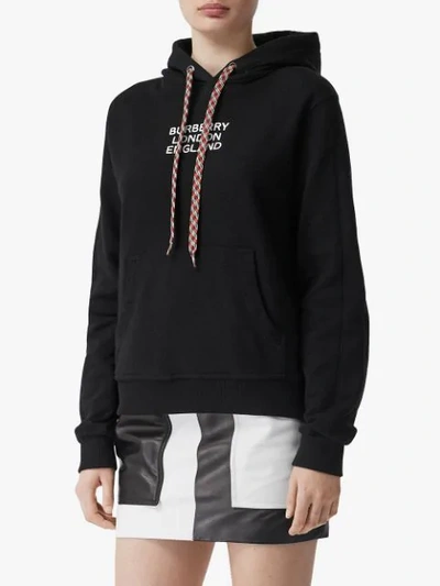 Shop Burberry Oversized Logo-embroidered Hoodie In Black