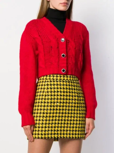 Shop Alessandra Rich Cropped Knit Cardigan In Red