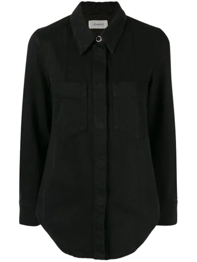 Shop Lemaire Chest Pocket Denim Shirt In Black