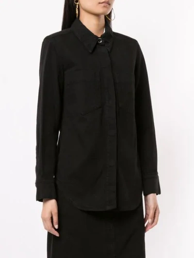 Shop Lemaire Chest Pocket Denim Shirt In Black