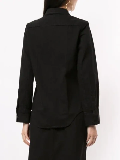 Shop Lemaire Chest Pocket Denim Shirt In Black