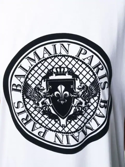 Shop Balmain Medallion Print T In White