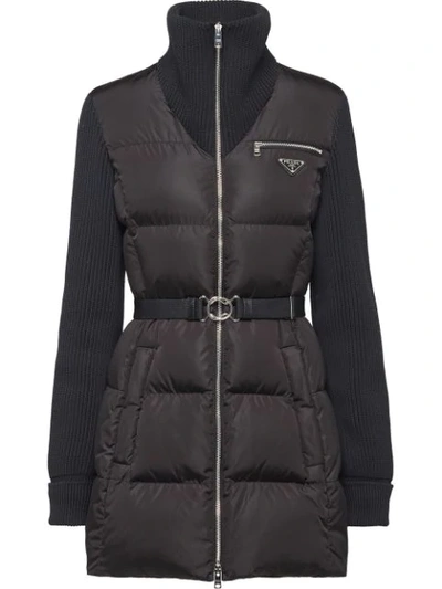 Shop Prada Nylon Puffer Jacket In Black