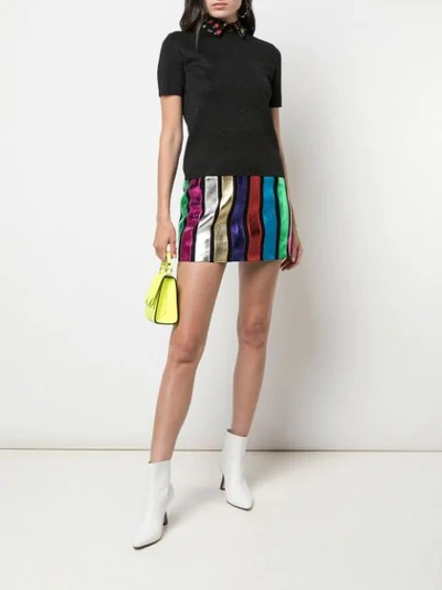 Shop Alice And Olivia Aster Knitted Top In Rainbow Stace Face/black