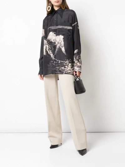 Shop Kwaidan Editions Moon Print Oversized Shirt In Black