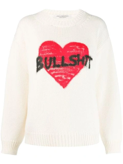 Shop Philosophy Di Lorenzo Serafini Slogan Knit Sweater In Neutrals