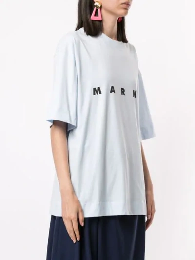 Shop Marni Logo Print T-shirt In Blue