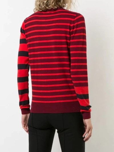 DEREK LAM 10 CROSBY STRIPED CREWNECK PULLOVER - 红色