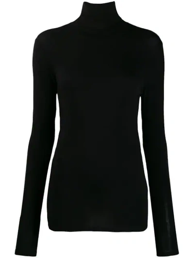 Majestic Stretch Jersey Turtleneck Top In Black