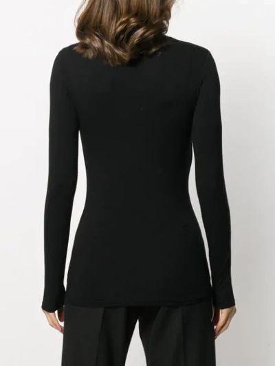 Majestic Stretch Jersey Turtleneck Top In Black