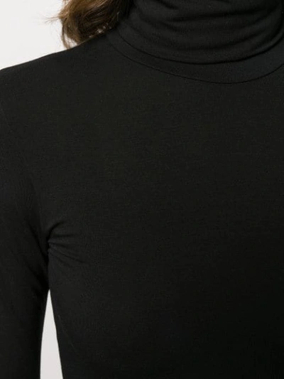 Majestic Stretch Jersey Turtleneck Top In Black