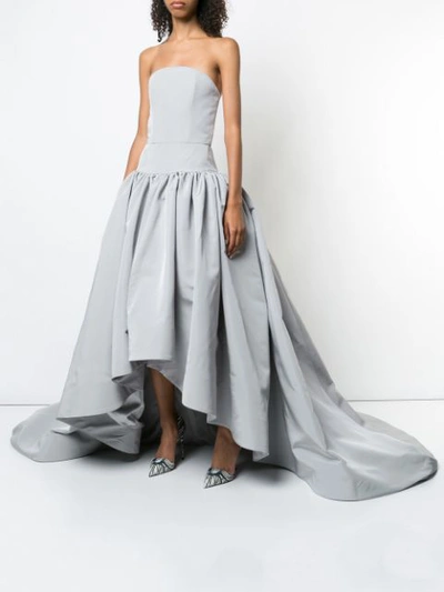 Shop Christian Siriano Bustier Asymmetric Gown - Grey