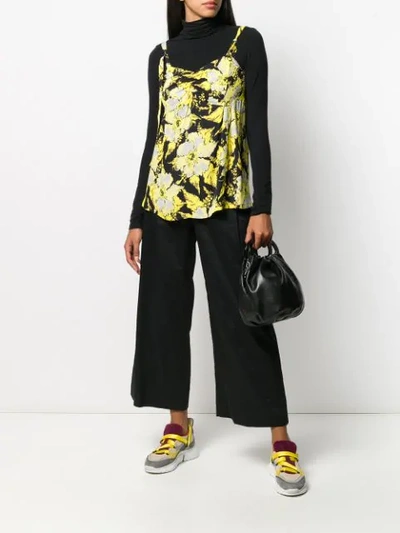 Shop Colville Floral-print Crepe Top In Black