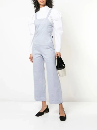 Shop Apiece Apart Cropped Dungarees In Blue