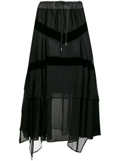 Shop Sacai Draped Skirt - Black