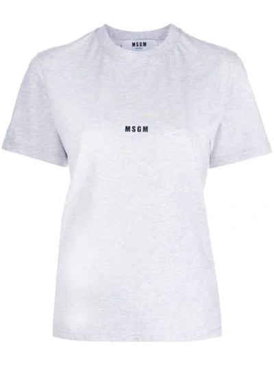 Shop Msgm Logo Printed T-shirt In Grey